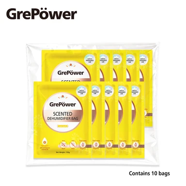 Grepower Hanging Moisture Absorber Bags, Vanilla Scent, 10-Pack, Effectively Prevents Humidity and Condensation, for Closets, Home, Kitchen, Garage, Bedroom, RV, Office, Basement, and More