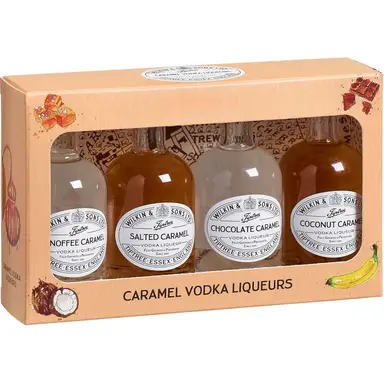Miniature 4 Bottle Caramel Vodka Liqueurs Box 25% ABV 200ml