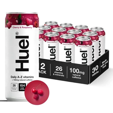 Huel Daily A-Z Vitamin, Energy Sparkling drink, Cherry & Raspberry, 12*330ml