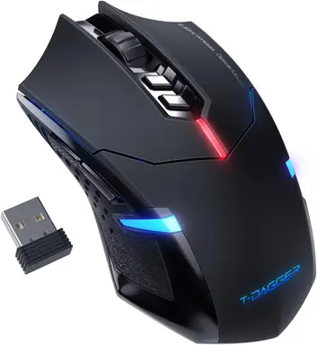 ET Wireless Gaming Mouse- USB Cordless PC Accessories Computer Mice with LED Backlit, Ergonomic Gamer Laptop Mouse with 5 Adjustable DPI Plug & Play for PC