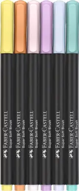 Faber-Castell Black Edition Brushpennen Pastel 6 stuks in kartonnen etui