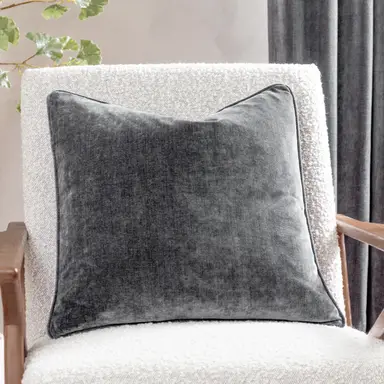 Yard Cushion Heavy Chenille Square Charcoal 50x50cm
