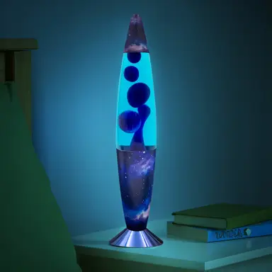 GLOBAL GIZMOS Lava Lamp Rocket Galaxy Blue