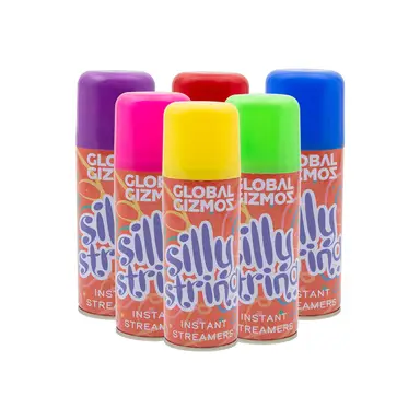Global Gizmos Party Silly String Spray Assorted Colours 250ml