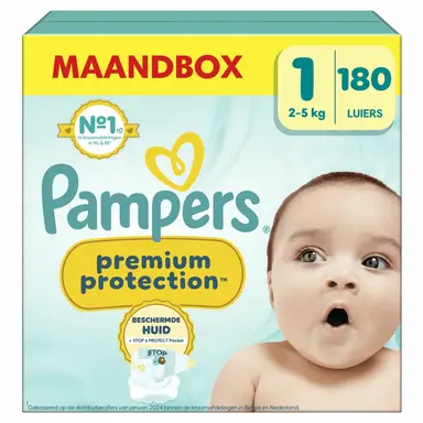 Pampers Premium Protection luiers maat 1, 180 stuks (voordeelverpakking)
