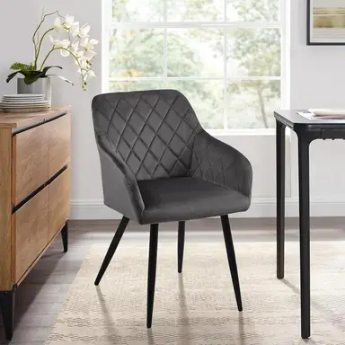 CLIPOP Velvet Dining Chairs Upholstered Living Room Armchair with Metal Legs Reception Leisure Corner Chair for Lounge 0016 single grey 41*51*83 cm