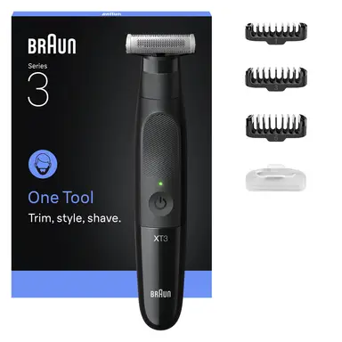 Braun XT3100 Hybrid Electric Trimmer Series X for Face & Grooming with Innovative 4D-Blade, Waterproof, Cordless 45-Minute Battery Run-Time, Black