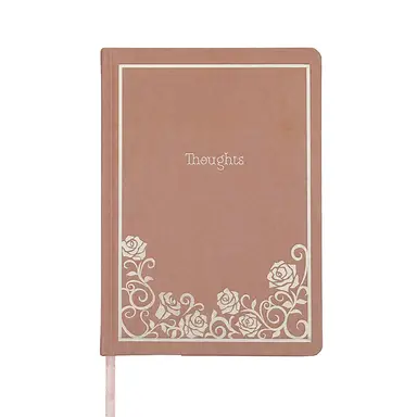 Jubiluu A5 Hardcover-Notizbuch mit Blütenmuster, liniert – 96 Blatt (100 g/m² Offset-Papier), Lesezeichen und Gummiband – klassisches cremefarbenes liniertes Journal für Schreiben, Schule, Büro und als Geschenk – Rosewood Thoughts