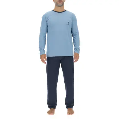 PIERRE CARDIN Pyjama pour homme ENL bleu clair/bleu marine - Taille XL