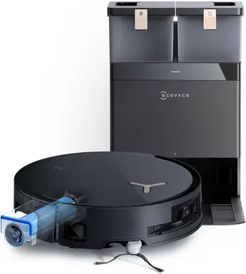 ECOVACS DEEBOT X8 OMNI Robot Vacuum with Mop - Black, 18,000Pa Suction, Auto Mop Washing & Emptying, 40-75℃ Hot Water Mop Washing & 63℃ Hot Air-Drying