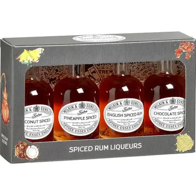 Miniature 4 Bottle Rum Liqueurs Box 25% ABV 200ml