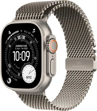Apple Watch Ultra 3 GPS + Cellular 49mm Natural Titanium Case with Natural Titanium Milanese Loop - Medium