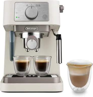 De'Longhi Stilosa Espresso Coffee Machine, 15 Bar, Compact, Cream - EC260.CR