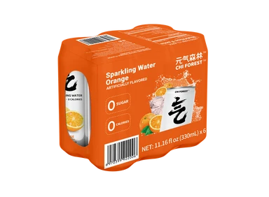 Genki Forest Eau gazeuse aromatisée à la mandarine - 6 x 330 ml