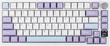 AJAZZ AK820 Pro Clavier mécanique 75 % avec gasket, tri-mode filaire/Bluetooth/2,4 G - Blanc/violet