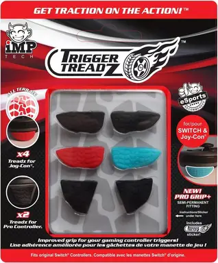 iMP - Trigger Treadz - Trigger Grips - Pro Grip+ - Joy-Con (4pcs) + Pro Controller (2pcs) - Black/Red/Blue (Switch)