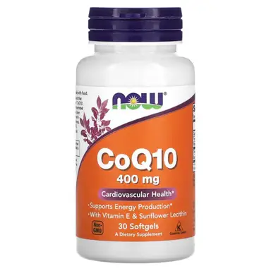 NOW Foods Coenzyme Q10 + Vitamin E + Lecithin Heart Support 400mg Softgels - 30 Softgels