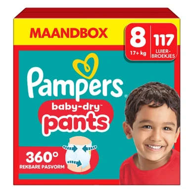 Pampers Baby-Dry Broekjes Maat 8 – 117 Luierbroekjes (Maandbox)