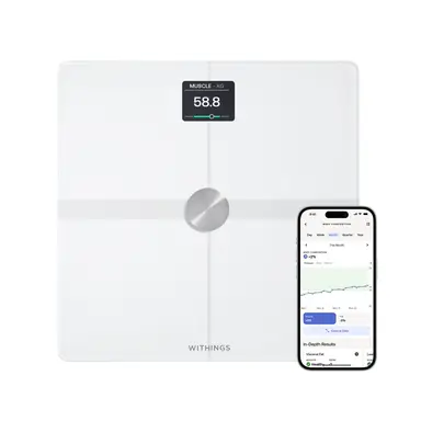 Withings Body Smart Wi-Fi and Bluetoooth Scales for Body Weight and Fat Percentage, Body Composition Scales - White