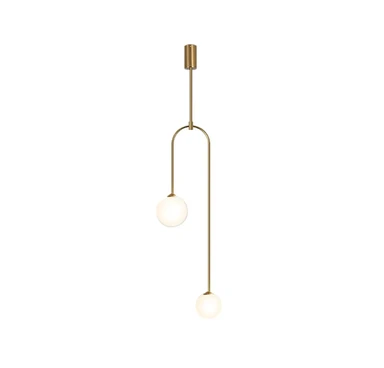 Homary Modern Pendant Light Glass Globe 2-Light U-Shaped in Gold for Living Room and Bedroom