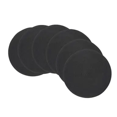Set de 6 Sets de Table Ronds Tressés en Coton et Polyester Noir 38cm – Antidérapants, Résistants à la Chaleur, Larges et Lavables pour Table de Cuisine ou Salle à Manger 80g
