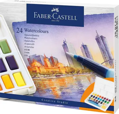 Faber-Castell Creative Studio Watercolour Pan Kit, Set of 24