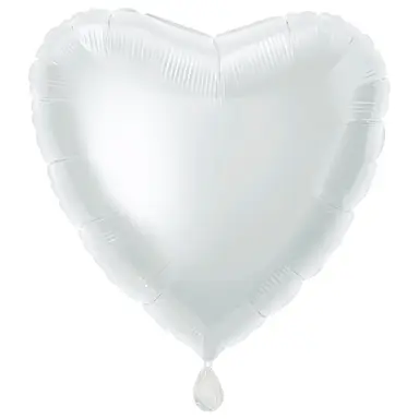Unique Party Heart Foil Balloon, White, 45cm