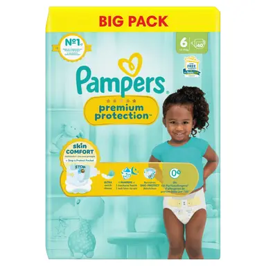 Pampers Premium Protection extragroß Größe 6 (13-18 kg) Großpackung, 40 Stück