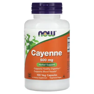 NOW Foods Cayenne Metabolism 500mg Capsules - 100 Vegan Capsules