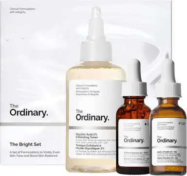 The Ordinary Bright Set 3 stuks (Glycolzuur 7% Toner /Alpha Arbutin 2% + HA /Caffeïne Oplossing 5% + EGCG)