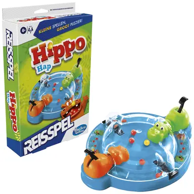 Hasbro gulzige nijlpaarden reisbordspel - blauw, 2 spelers