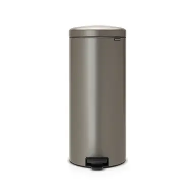 Brabantia NewIcon Pedal Bin, 30 litre, Soft Closing, Plastic Inner Bucket, Platinum