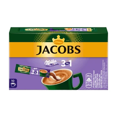 Instantkaffee Jacobs 3‑in‑1 Milka (10 Portionsbeutel x 11,2 g)