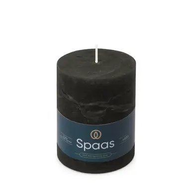 Spaas Pillar Candle Rustic Unscented Black D:8xH:11cm