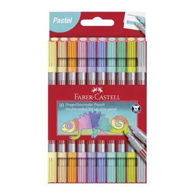 Faber-Castell Double-Ended Fibre-Tip Pen Set, Assorted Pastel Colours, Box of 10