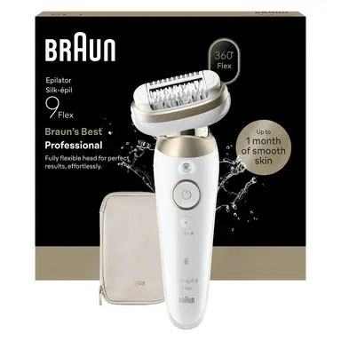 Braun Silk-epil 9 Flex Épilateur sans fil étanche avec tête flexible et 6 accessoires