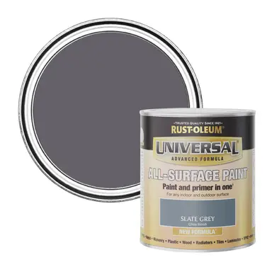 RUST-OLEUM UNIVERSAL ALL-SURFACE PAINT GLOSS SLATE GREY 750ML