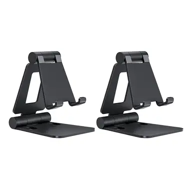 JORDAN&JUDY 2-Pack Black Aluminum Phone Stand, Adjustable Angle, Sturdy & Durable