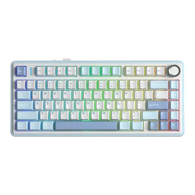 AULA  F75 75% Mechanical Wireless Keyboard, QWERTY US layout,  Tri-Mode(Wired/Bluetooth/2.4G)  - Sea Salt Blue/Graywood V3 Switch