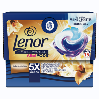 Lenor Wasmiddel All-in-1 Pods Amber & Orchidee 15 stuks