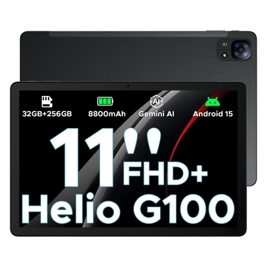 DOOGEE Tab E3 Android 15 AI Tablet, 32 GB + 256 GB RAM/2 TB, 11 Zoll FHD+ & 90 Hz, Helio G100 Gemini AI Gaming Tablet, 8800 mAh Akku, 7,5 mm Ultra‑flache Metallgehäuse, Dual‑SIM‑Slots, 5G, WLAN, GPS, Bluetooth 5.2, Gesichts‑ID, Schwarz