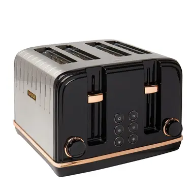 Haden Salcombe 4 Slice Toaster, Black & Copper - 191168