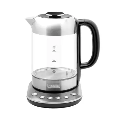 Haden Richmond Illuminating Variable Temperature Kettle, 1.7L, Brushed Stainless Steel & Glass - 197207
