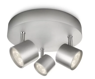 Philips Ceiling/Wall Spotlights Round Star 3 x Warm White 16.5W Brushed Aluminium
