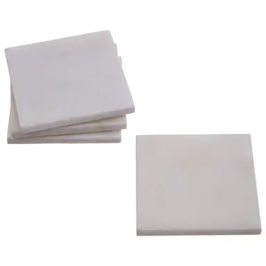 Maison by Premier Set of 4 White Marble Square Coasters, Durable Natural Stone Coasters For Home & Kitchen