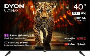 DYON ULTIMAX 40F-TI - 40-Zoll (100 cm) Full-HD-Smart-TV mit Samsung Tizen OS, Triple-Tuner (DVB-C/-S2/-T2), Samsung Smart & Gaming Hub, Prime Video, Netflix, Disney+ [2025] [Energieeffizienzklasse F]