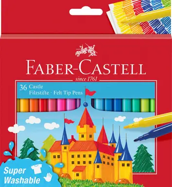Faber-Castell Fibre-Tip Pen Castle Cardboardbox, Assorted Colours, Pack of 36