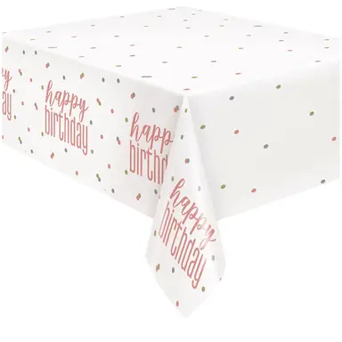 Unique Party Plastic Table Cover, Glitz Rose Gold, 1.37 x 2.13m