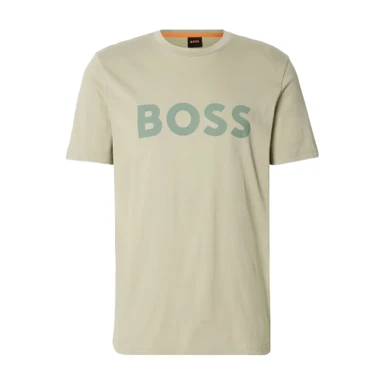 BOSS Cotton-Jersey T-shirt with Large Logo Print - Green