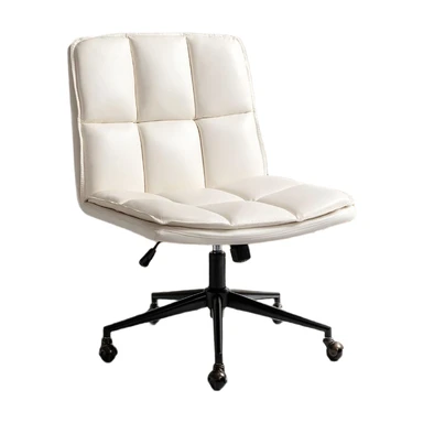 Hulala Home moderne bureaustoel zonder armleuningen, stoel om op de knieën te zitten met veganistisch leer en verstelbare hoogte, stijlvolle bureaustoel voor thuiskantoor, wit